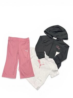 Puma Girls Pink, White & Black 3-Piece Active Set